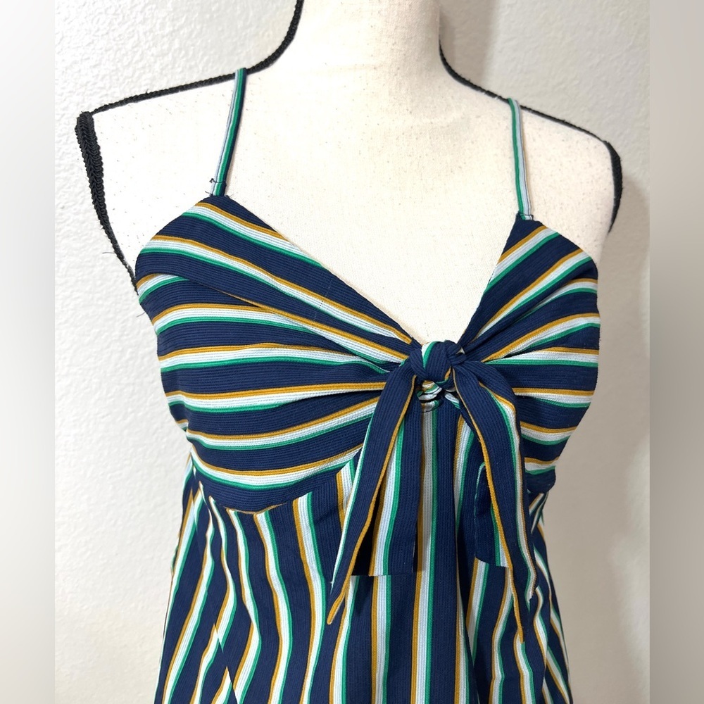 Womens Y2K Babydoll Tank Top size S Small Striped Striped V Neck Spaghetti Strap